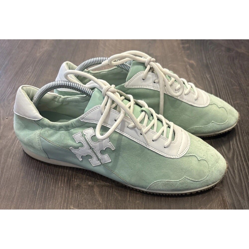 Tory Burch Tory Sneaker Kid Suede & Leather  Size 11 Mint Chip Colorblock